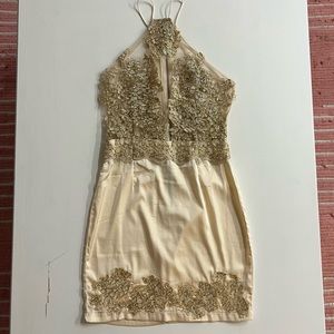 SOLD - Hello Molly Gold Satin Dress